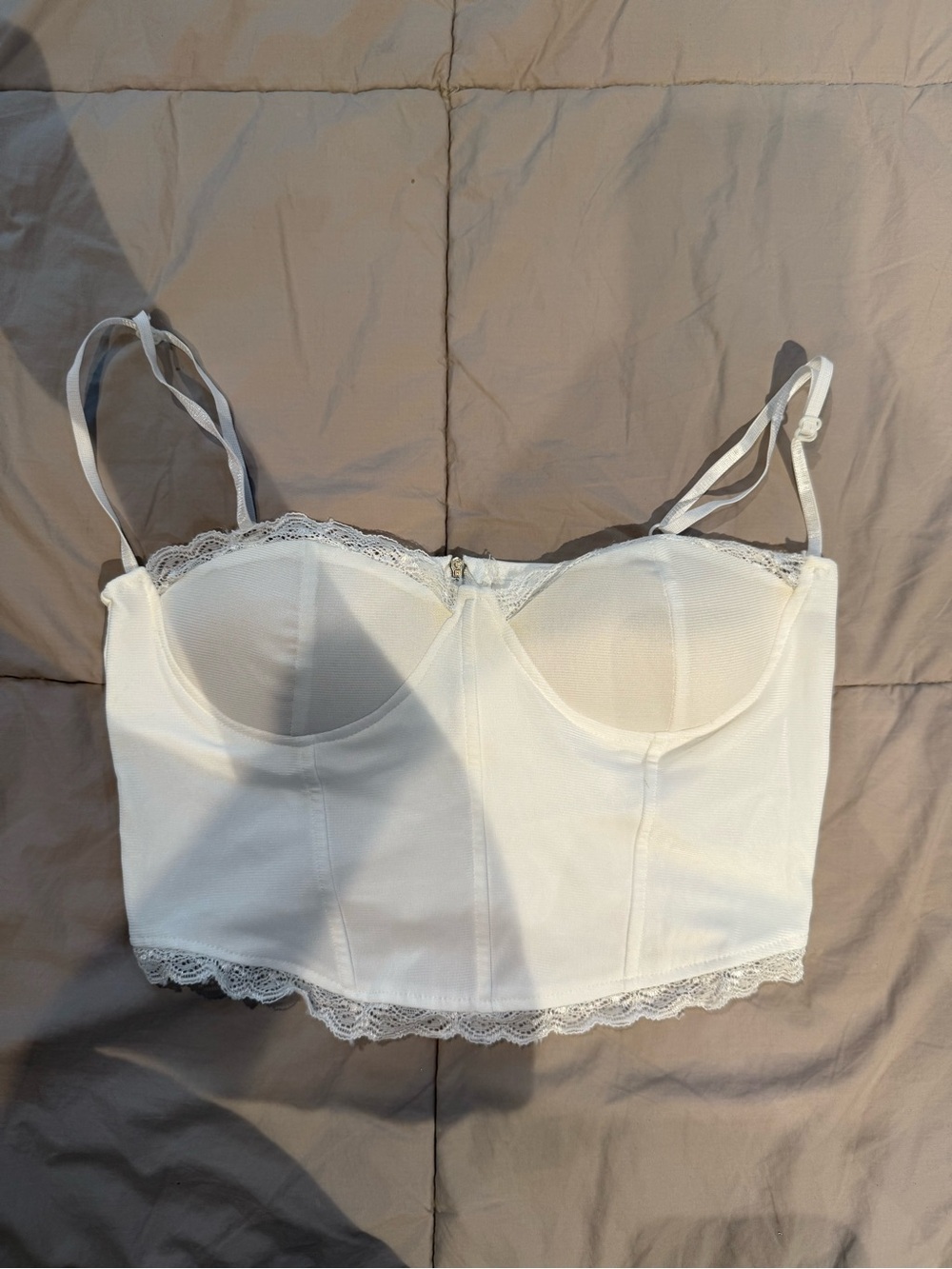 White Lace-Trim Bustier Bralette - Women Intimates